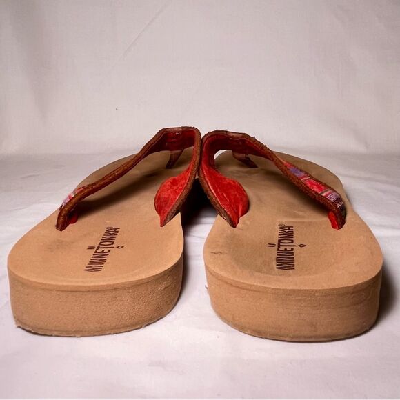 Minnetonka Thong Sandals Red Brown Size 9 - Picture 5 of 8